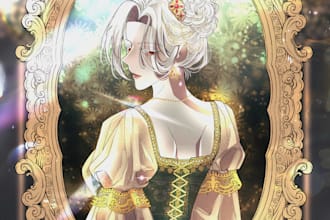 draw your oc into webtoon or anime or manga or historical manhwa style