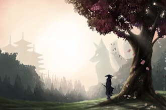 create stunning fantasy background and scenery illustration