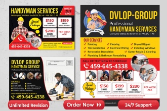 flyer postcard brochure design for plumbing electrician pressure washing service