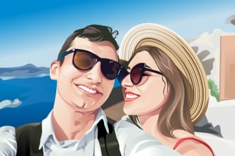 draw couple valentine or etc to vector cartoon illustration