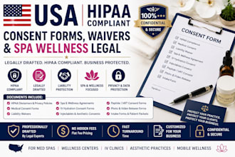 usa hipaa compliant consent forms, waivers, and spa wellness legal documents