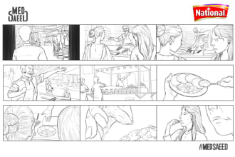create storyboard line art for your commercial or movie