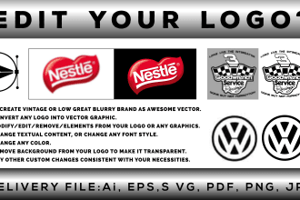 do edit, modify, change, redesign, make transparent, vectorize your logo