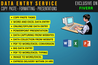 do excel data entry, copy paste, typing, data entry