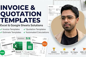 design excel or google sheets invoice quotation and estimate template