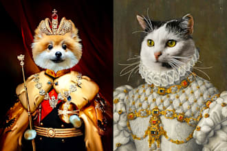 paint a royal renaissance pet portrait from dog cat photo