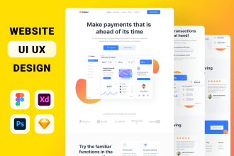 design trendy PSD web template or landing page UI design