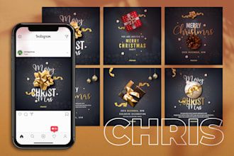 design christmas and new year instagram post or story