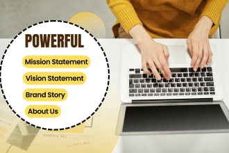 write an inspiring mission statement, vision statement and about us page
