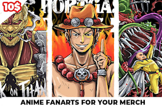 draw anime fanart in my style for your merch