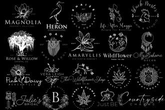 create hand drawn botanical logo