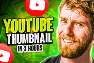 design professional youtube thumbnail in 3 hours