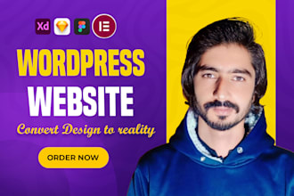 convert figma xd PSD to wordpress website design using elementor