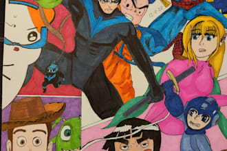 draw your favorite cartoon characters mixed together