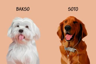 draw your cat, dog, or any pet into cartoon portrait