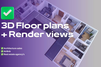 create a 3d floor plan render view for airbnb or real estate agency