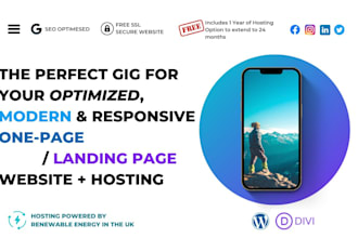 design a professional modern one page website in wordpress