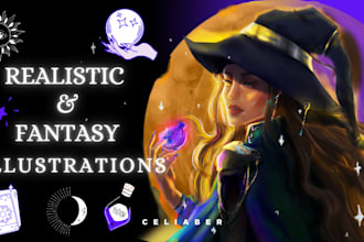 draw detailed and realistic fantasy character illustration