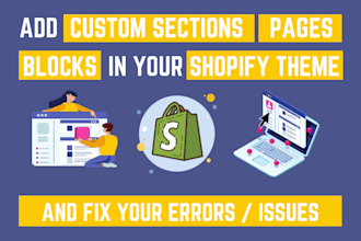 add shopify custom sections and pages in shopify theme and fix shopify errors