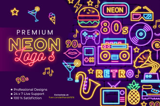 design 2 neon logo for you in just 12 hours