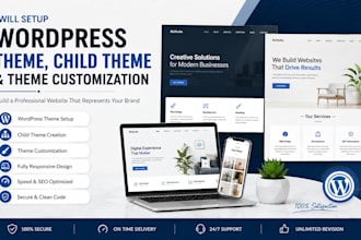 setup wordpress theme, child theme, and theme customization