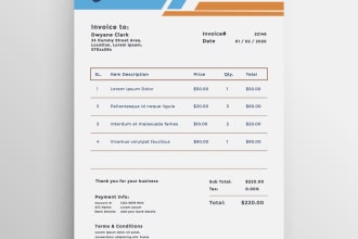 design modern style invoice, order form, rate list, receipt
