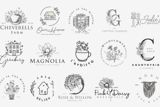 create a hand drawn, boho, floral and botanical logo
