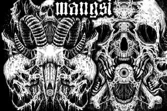 do an brutal, dark, horror, metal art illustration