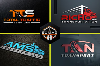 design a creative logistics trucking and transport logo