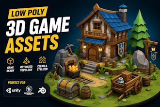 create 3d low poly assets for game unity unreal roblox