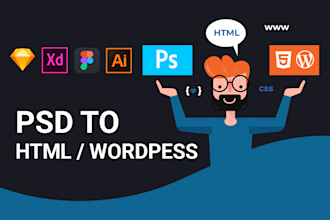 do figma, xd, PSD to HTML, or wordpress conversion