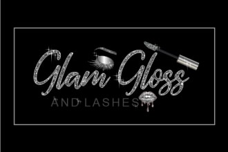 do glitter logo for lip gloss boutique hair nail salon and cosmetics
