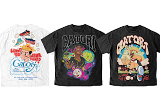 create cartoon streetwear design for your tshirt and clothing brand