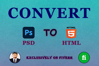 convert psd to html, xd to html using bootstrap 5