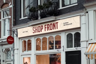 artistically design an outstanding stunning ultra professional shop front design