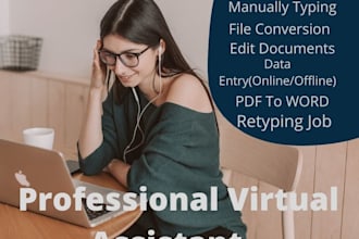do manually typing, file conversion, edit document, retyping