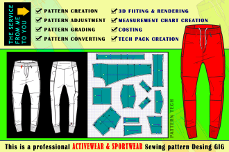 design unique activewear and sportswear sewing patterns with 3d fitting