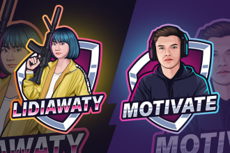 design youtube, gaming twitch, mascot and avatar logo