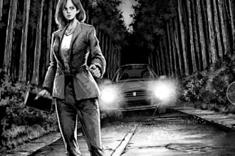 create a black and white pen and ink illustration
