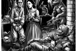 create a black and white pen and ink illustration