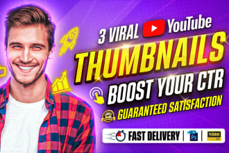 design 3 eye catching youtube thumbnails for you
