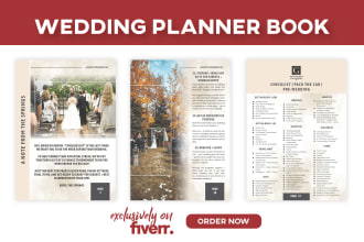 design a wedding planner, book album, brochure