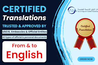 do certified translation from english to any language, any lanuage to english