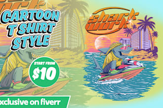create custom cartoon t shirt design for sports game theme