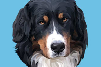 draw cartoon portrait for your dog, cat or any pets