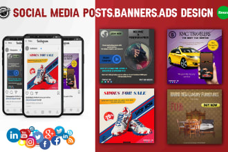 design creative social media posts, banners, and ads