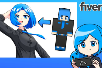 draw cartoon or anime art from your roblox or minecraft skin