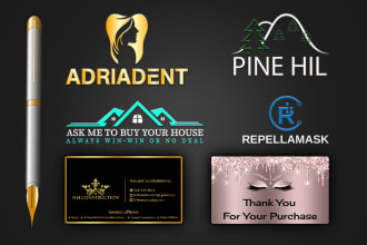 do minimal luxury business card, thank you card designs and logo design
