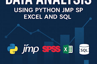 do statistical data analysis using SAS jmp, spss, excel, r studio