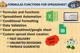 create excel spreadsheet, google sheet, excel formula functions vba and macro